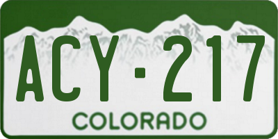 CO license plate ACY217