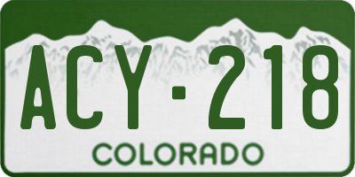 CO license plate ACY218
