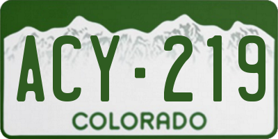 CO license plate ACY219