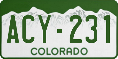 CO license plate ACY231