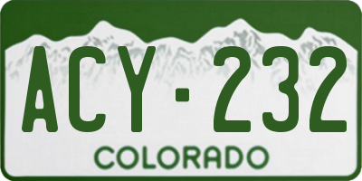 CO license plate ACY232