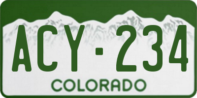 CO license plate ACY234