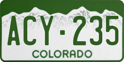 CO license plate ACY235