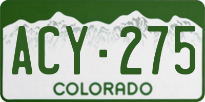 CO license plate ACY275