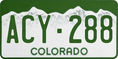 CO license plate ACY288