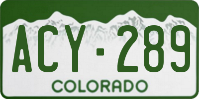 CO license plate ACY289
