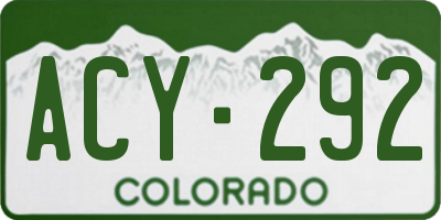 CO license plate ACY292