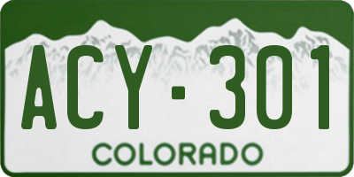 CO license plate ACY301
