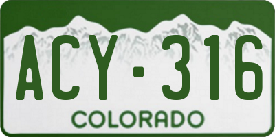 CO license plate ACY316