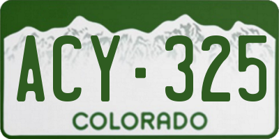 CO license plate ACY325