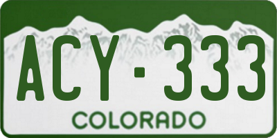 CO license plate ACY333