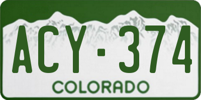 CO license plate ACY374
