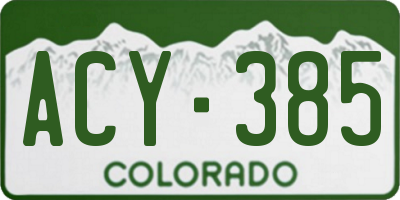CO license plate ACY385