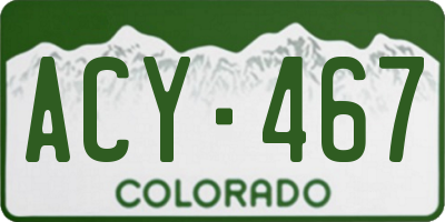 CO license plate ACY467