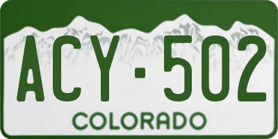 CO license plate ACY502