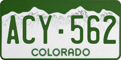 CO license plate ACY562