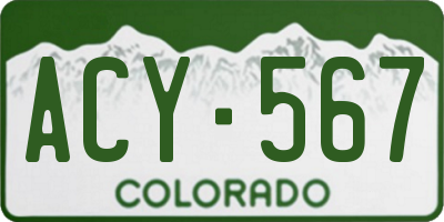 CO license plate ACY567