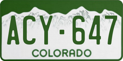 CO license plate ACY647