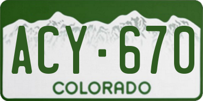 CO license plate ACY670