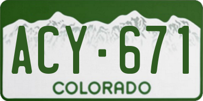 CO license plate ACY671