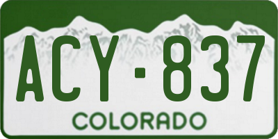 CO license plate ACY837