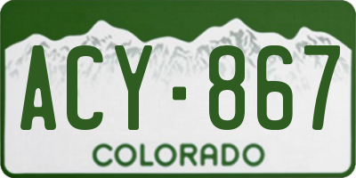 CO license plate ACY867