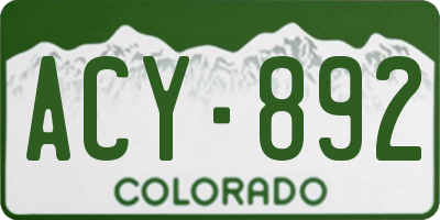CO license plate ACY892