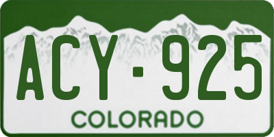 CO license plate ACY925