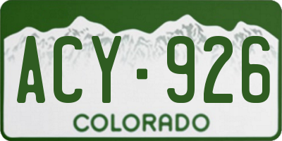 CO license plate ACY926