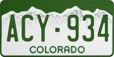 CO license plate ACY934