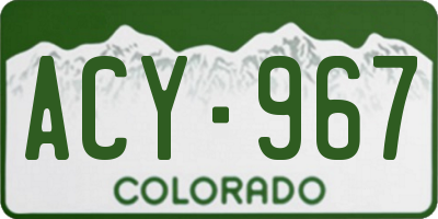 CO license plate ACY967
