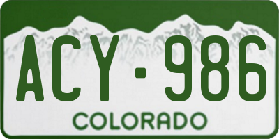 CO license plate ACY986
