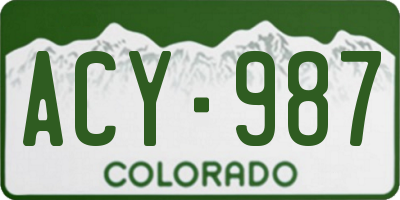 CO license plate ACY987
