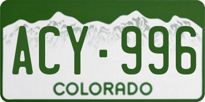 CO license plate ACY996