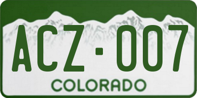 CO license plate ACZ007