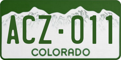 CO license plate ACZ011