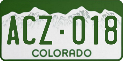 CO license plate ACZ018