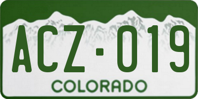 CO license plate ACZ019