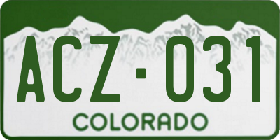 CO license plate ACZ031