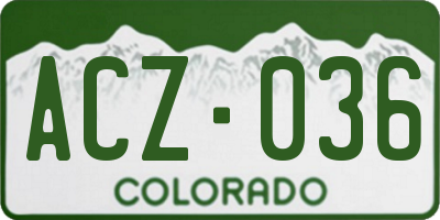 CO license plate ACZ036