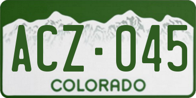 CO license plate ACZ045