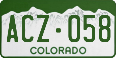 CO license plate ACZ058