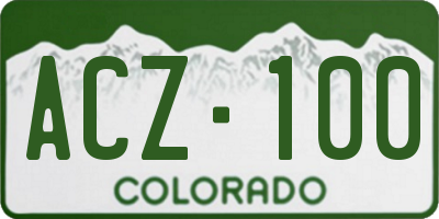 CO license plate ACZ100