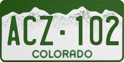 CO license plate ACZ102