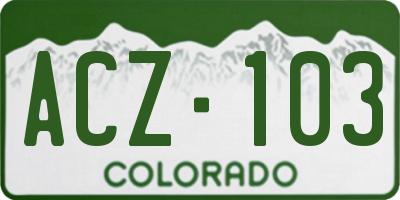 CO license plate ACZ103