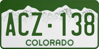CO license plate ACZ138