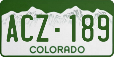 CO license plate ACZ189