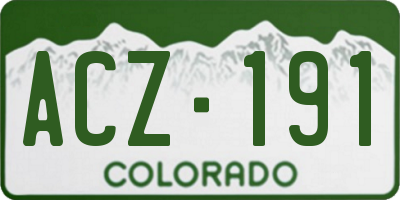 CO license plate ACZ191