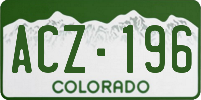 CO license plate ACZ196