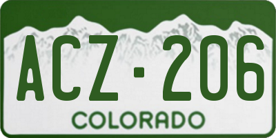 CO license plate ACZ206